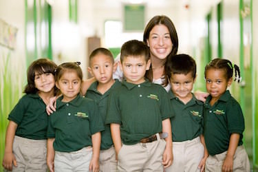 KIPP Racies founding principal Amber Young Medina and students 